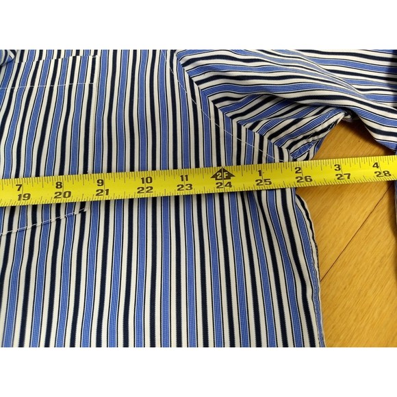 BUGATCHI UOMO‎ Striped Button Down XXL Dress Shirt Flip Cuff Blue Long Sleeve - Picture 14 of 14